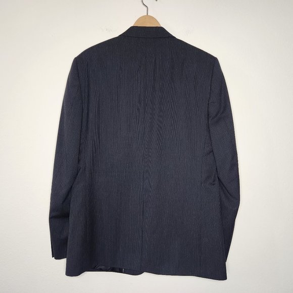 Calvin Klein Mens Large Black Striped Single Button Blazer Jacket make offer - Picture 5 of 8